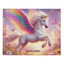 Cute Pink , Purple Unicorn and Rainbow