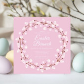 Cute Pink Pussy Willow Easter Brunch Kaart