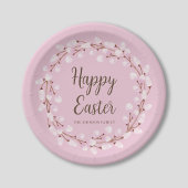 Cute Pink Pussy Willow Happy Pasen Papieren Bordje