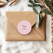 Cute Pink Pussy Willow Happy Pasen Ronde Sticker