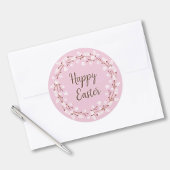 Cute Pink Pussy Willow Happy Pasen Ronde Sticker