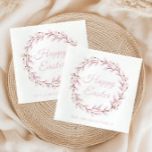 Cute Pink Pussy Willow Happy Pasen Servet