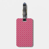 Cute Pink Quatrefoil en Faux Glitter Bagagelabel (Achterkant verticaal)