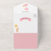 Cute Pink Queen Bunny Girl Navy Blue Baby shower All In One Uitnodiging (Buitenkant)