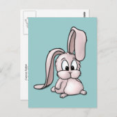 Cute Pink Rabbit Cartoon Briefkaart (Voorkant / Achterkant)