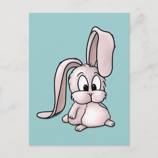 Cute Pink Rabbit Cartoon Briefkaart (Voorkant)
