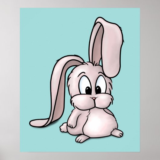 Cute Pink Rabbit Cartoon Poster (Voorkant)