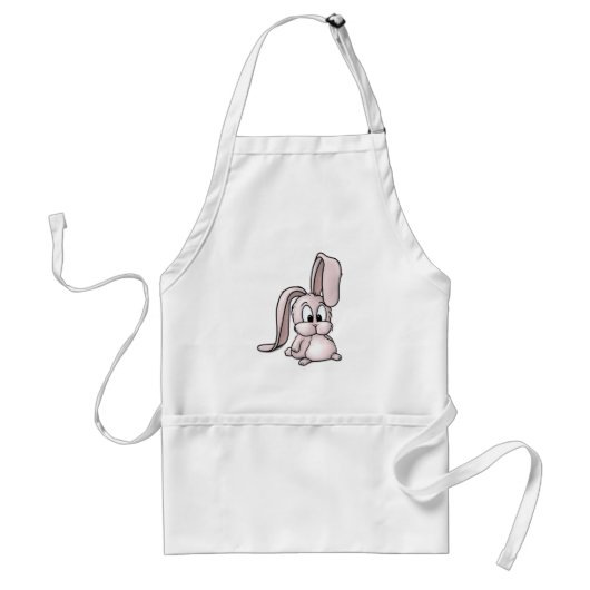Cute Pink Rabbit Cartoon Standaard Schort (Voorkant)