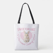 Cute Pink Rabbit Tote Bag (Achterkant)