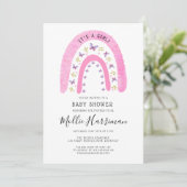 Cute Pink Rainbow Butterfly Boho Baby shower Kaart (Staand voorkant)