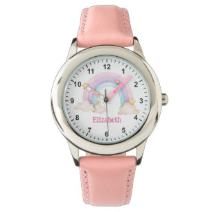 Cute Pink Rainbow en Stars Girl's First Watch Horloge