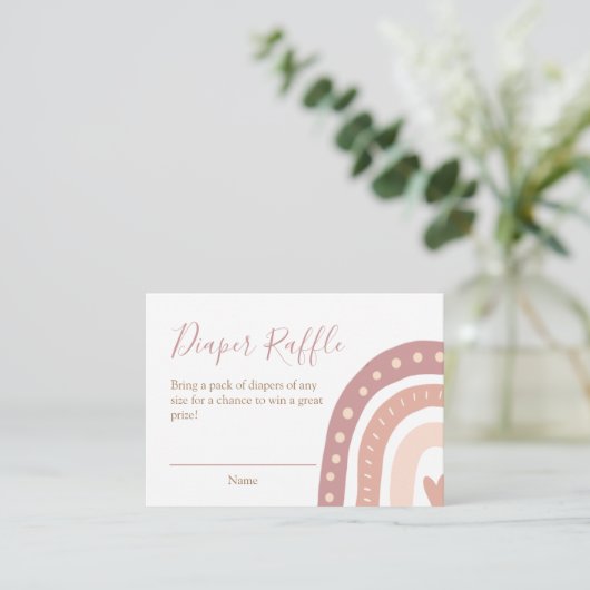 Cute Pink Rainbow Girl Baby shower Diaper Raffle Informatiekaartje (Staand voorkant)