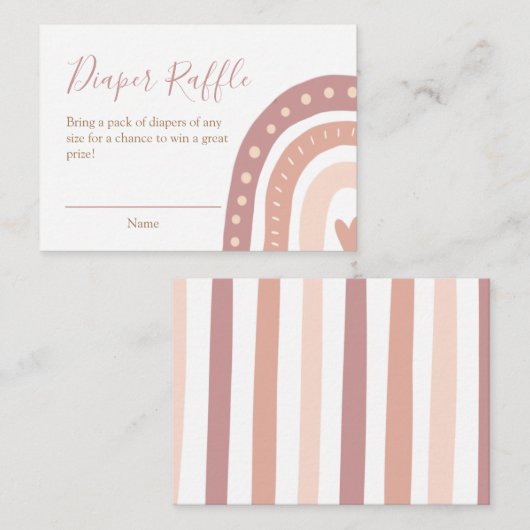 Cute Pink Rainbow Girl Baby shower Diaper Raffle Informatiekaartje (Voorkant / Achterkant)