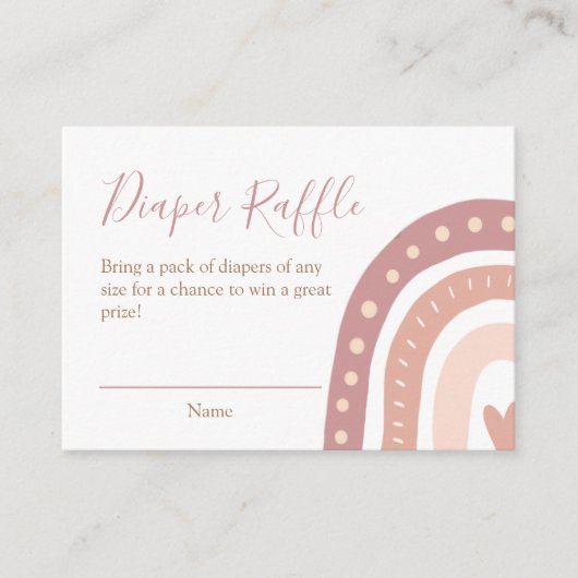 Cute Pink Rainbow Girl Baby shower Diaper Raffle Informatiekaartje (Voorkant)