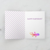 Cute Pink Rainbow Lizard Gecko Happy Birthday Card Kaart (Binnen)