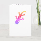 Cute Pink Rainbow Lizard Gecko Happy Birthday Card Kaart (Achterkant)