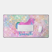 Cute Pink Rainbow unicorn Glitter monogram Bureaumat (Keyboard & Muis)