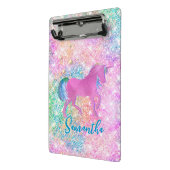 Cute Pink Rainbow unicorn Glitter monogram Mini Klembord (Angled2)