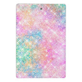 Cute Pink Rainbow unicorn Glitter monogram Mini Klembord (Achterkant)