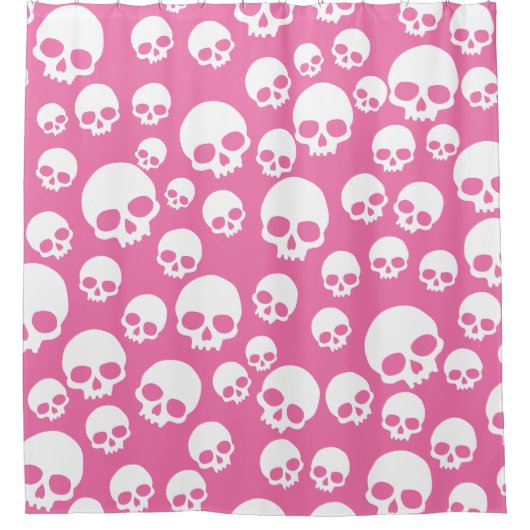 Cute Pink Random Skulls Pattern Showgordijn Douchegordijn (Voorkant)
