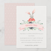 Cute Pink Red Bunny vult elke zondag Bedankkaart (Voorkant / Achterkant)