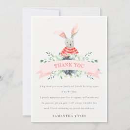 Cute Pink Red Bunny vult elke zondag Bedankkaart