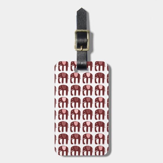 Cute Pink Red Elephants Pattern GEPERSONALISEERD Bagagelabel (Voorkant verticaal)