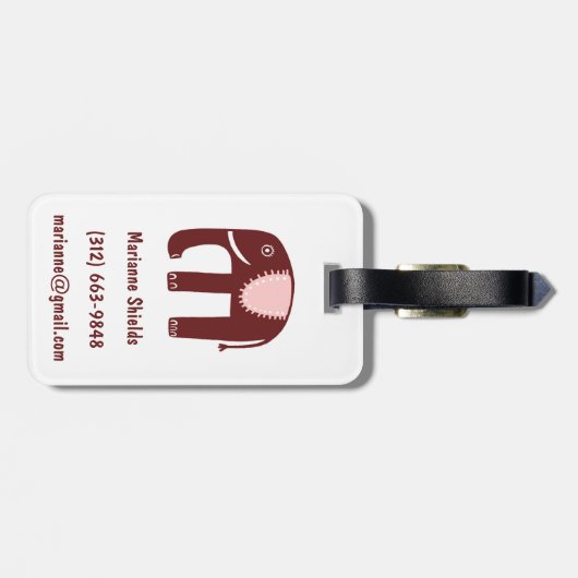 Cute Pink Red Elephants Pattern GEPERSONALISEERD Bagagelabel (Achterkant horizontaal)