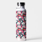 Cute Pink Red Floral Pattern, Custom Name Monogram Waterfles (Rechts)