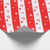Cute Pink & Red Heart Confetti op strips Cadeaupapier (Hoek)