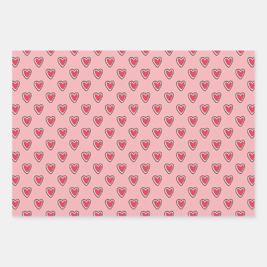 Cute Pink Red Heart Pattern Love Valentijnsdag Inpakpapier Vel (Voorkant 3)