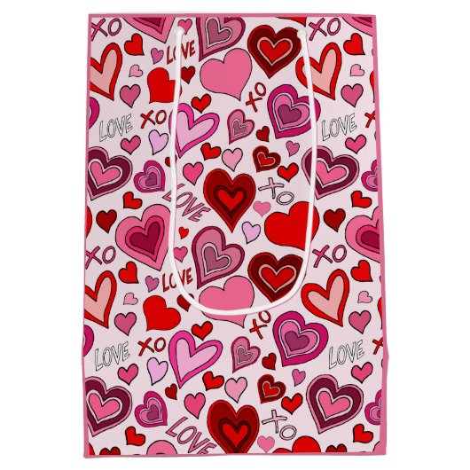 Cute Pink Red Hearts Blush Love Pattern Medium Cadeauzakje (Achterkant)