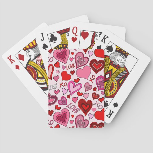 Cute Pink Red Hearts Blush Love Pattern Pokerkaarten (Achterkant)