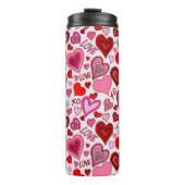 Cute Pink Red Hearts Blush Love Pattern Thermosbeker (Voorkant)