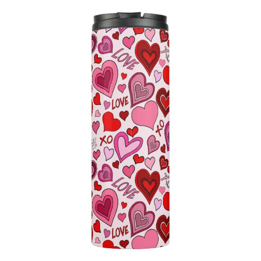 Cute Pink Red Hearts Blush Love Pattern Thermosbeker (Achterkant)
