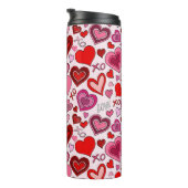 Cute Pink Red Hearts Blush Love Pattern Thermosbeker (Geroteerd rechts)