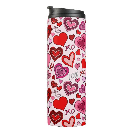 Cute Pink Red Hearts Blush Love Pattern Thermosbeker (Geroteerd rechts)