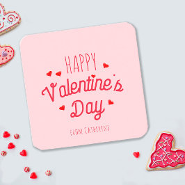 Cute Pink Red Hearts Happy Valentine's day Notitiekaartje