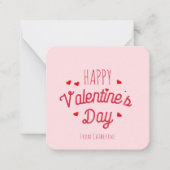 Cute Pink Red Hearts Happy Valentine's day Notitiekaartje (Voorkant)