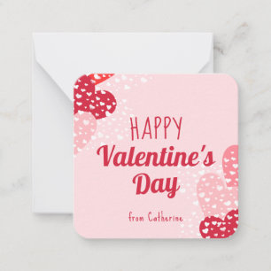 Cute Pink Red Hearts Happy Valentine's day Notitiekaartje