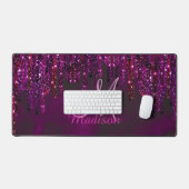 Cute Pink Red Unicorn Glitter Drift monogram Bureaumat (Keyboard & Muis)
