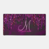 Cute Pink Red Unicorn Glitter Drift monogram Bureaumat (Voorkant)