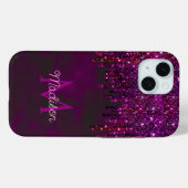 Cute Pink Red Unicorn Glitter Drift monogram Case-Mate iPhone Case (Achterkant (horizontaal))