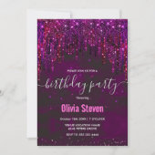 Cute Pink Red Unicorn Glitter Drift monogram Kaart (Voorkant)