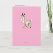 Cute Pink Reindeer Kid`s Name Merry Christmas Kaart (Achterkant)