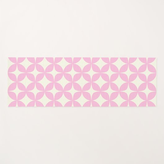 Cute Pink Retro Geometric Shapes Mid Mod Pattern Yogamat (Voorkant (horizontaal))