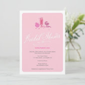 Cute Pink Retro Snoep Bridal Shower Uitnodiging (Staand voorkant)