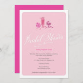 Cute Pink Retro Snoep Bridal Shower Uitnodiging (Voorkant / Achterkant)