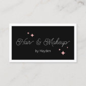Cute Pink Retro Stars Script Black Beauty Visitekaartje (Voorkant)