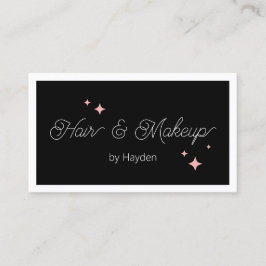 Cute Pink Retro Stars Script Black Beauty Visitekaartje